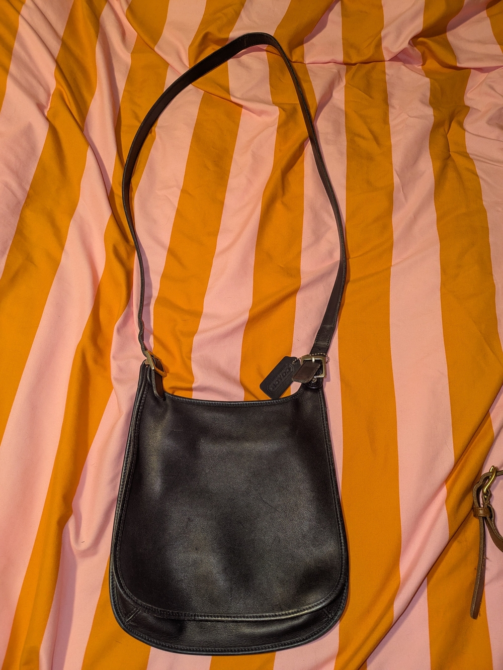 Vintage Coach Blue Leather Hippie Flap Purse